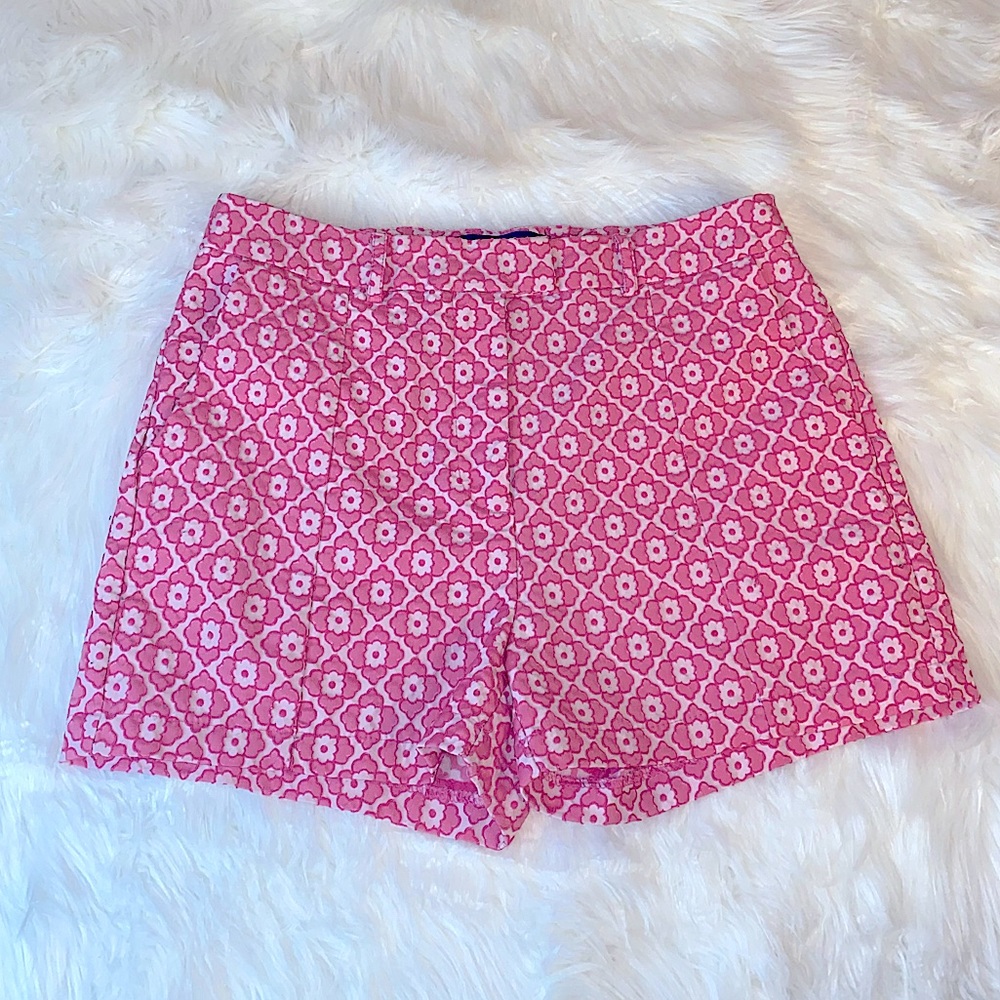Francesca’s Blue Rain pink and white pattern size large super cute shorts